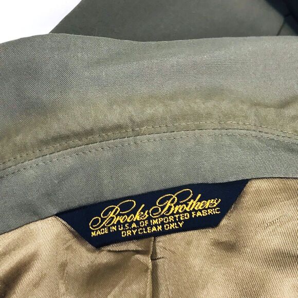 Brooks Brothers Vintage Sport Coat Canvas Cotton Khaki Green Gray 44 Blazer - Picture 14 of 14